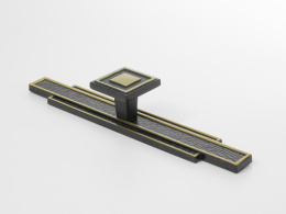 Ручка мебельная  Formal 128 мм  MBA+BL  черная кожа+бронза  ADELIA