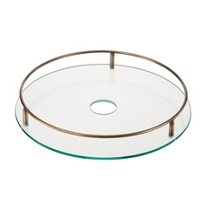 Полка D-50 стеклянная c релингом  диаметр 350мм Бронза (ПОД ЗАКАЗ)