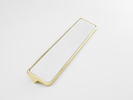 Ручка мебельная  Elegant 160 мм  24K OT+WH  золото+белая кожа  ADELIA