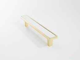 Ручка мебельная  Frame 128 мм  24K OT+WH  золото+белая кожа  ADELIA