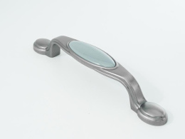 Ручка мебельная  Ice blue 128 мм  OS+BU  матовое серебро+голубая керамика  ADELIA