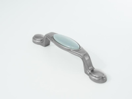 Ручка мебельная  Ice blue  96 мм  OS+BU  матовое серебро+голубая керамика  ADELIA