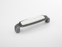 Ручка мебельная  9009  96мм OS+WH старое серебро+белая керамика SKF