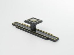 Ручка мебельная  Formal  96 мм  MBA+BL  черная кожа+бронза  ADELIA