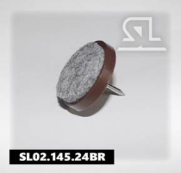 Подпятник с гвоздиком пластик с войлоком d-24мм Коричневый