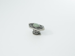 Ручка мебельная  Amulet   OS+J  старое серебро+камень (Нефрит)  ADELIA