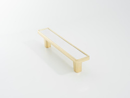 Ручка мебельная  Frame  96 мм  24K OT+WH  золото+белая кожа  ADELIA