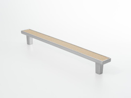 Ручка мебельная  Frame 192 мм  CP+KH  хром+бежевая кожа  ADELIA