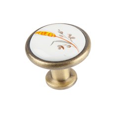 Ручка-кнопка с фарфором бронза  KF02-02 BA колосок  KERRON