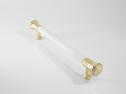 Ручка мебельная  Alpha 160 мм  24K WH+OT  белая кожа+золото  ADELIA