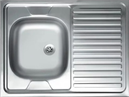 Мойка кухонная накладная КАРАТ  600х800х130 тол - 0,4мм чаша левая