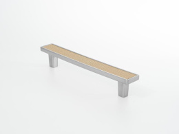 Ручка мебельная  Frame 128 мм  CP+KH  хром+бежевая кожа  ADELIA