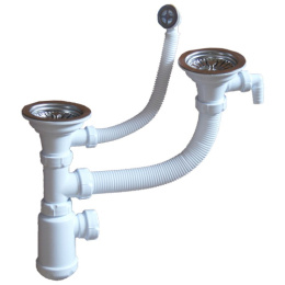 Сифон двойной GRAND с круглым переливом