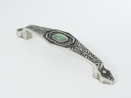 Ручка мебельная  Asia 128 мм  OS+J  старое серебро+камень (Нефрит)  ADELIA Ручка мебельная  Asia 128 мм  OS+J  старое серебро+камень (Нефрит)  ADELIA