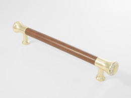 Ручка мебельная  Alpha 160 мм  BR+OT   коричневая кожа+золото  ADELIA Ручка мебельная  Alpha 160 мм  BR+OT   коричневая кожа+золото  ADELIA