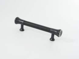 Ручка мебельная  Alpha  96 мм  BL+BL  черная кожа+черный  ADELIA