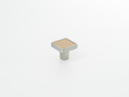 Ручка мебельная  Frame   CP+KH  хром+бежевая кожа  ADELIA