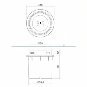 Источник питания - быстрая беспроводная зарядка встраиваемая D 70х50, 12В, 10Вт, черный Источник питания - быстрая беспроводная зарядка встраиваемая D 70х50, 12В, 10Вт, черный